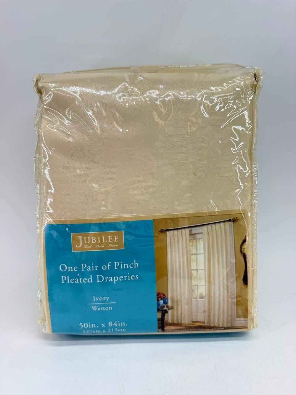 Jubilee Weston Ivory Pinch Pleated Curtains Draperies 50 x 84 Polyester New